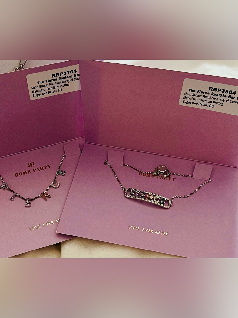 Bomb Party Retro Love Ever After FIERCE Matching Necklace & Bracelet Set